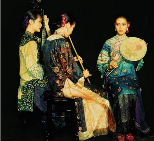 陈逸飞油画旗袍美女系列油画作品欣赏反映了画家的人文情怀的画作_搜狐网