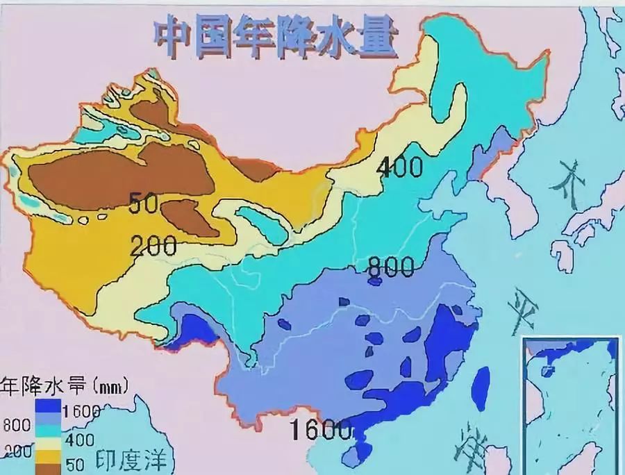 义: 它与中国年降水800mm等降水量线大致重合, 与中国1