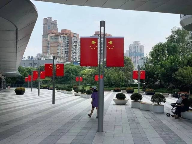 五星红旗迎风飘扬我们一起让嘉兴红起来