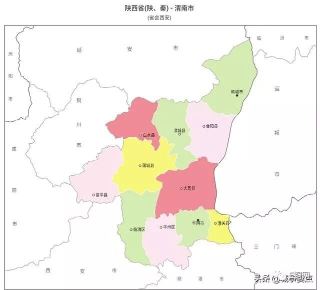 最新版陕西省行政区划图陕西县级市仅6个延安榆林面积广大