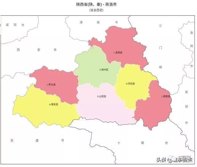 最新版陕西省行政区划图,陕西县级市仅6个,延安榆林面积广大