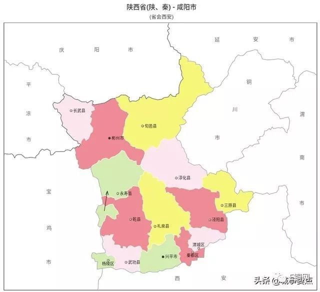 最新版陕西省行政区划图,陕西县级市仅6个,延安榆林面积广大