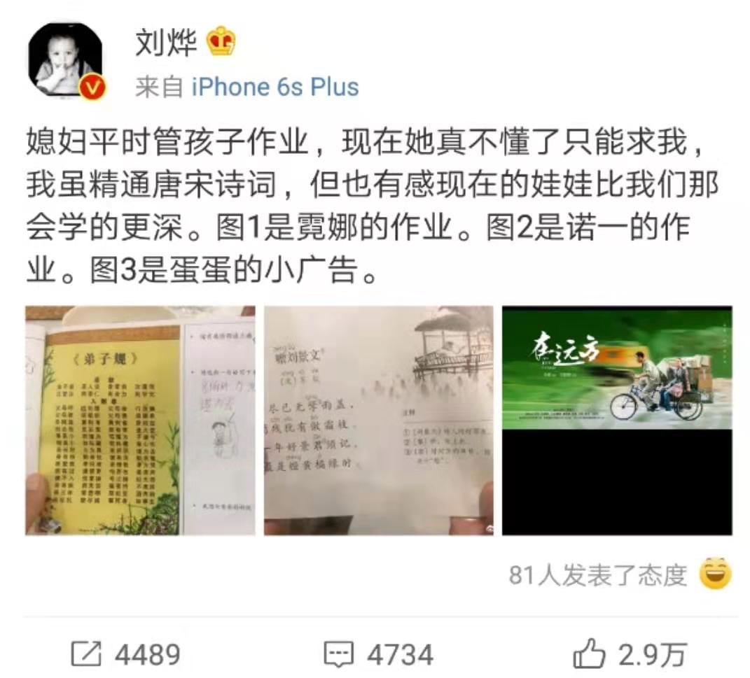 刘烨辅导诺一霓娜语文作业被难倒，网友支招学学岳云鹏