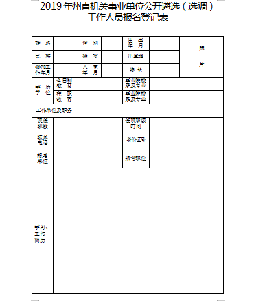 2019年州直机关事业单位公开遴选55名工作人