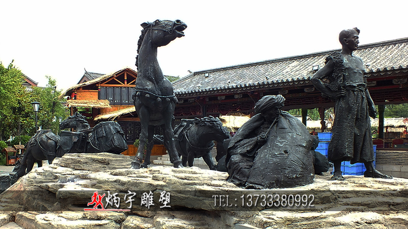 茶马古道雕塑 户外景观雕塑 大型广场雕塑 运茶茶商雕塑铜雕人物雕塑