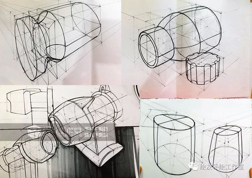 知识点(主要的难点是两点透视圆柱体的刻画)范画讲解第二期的打卡