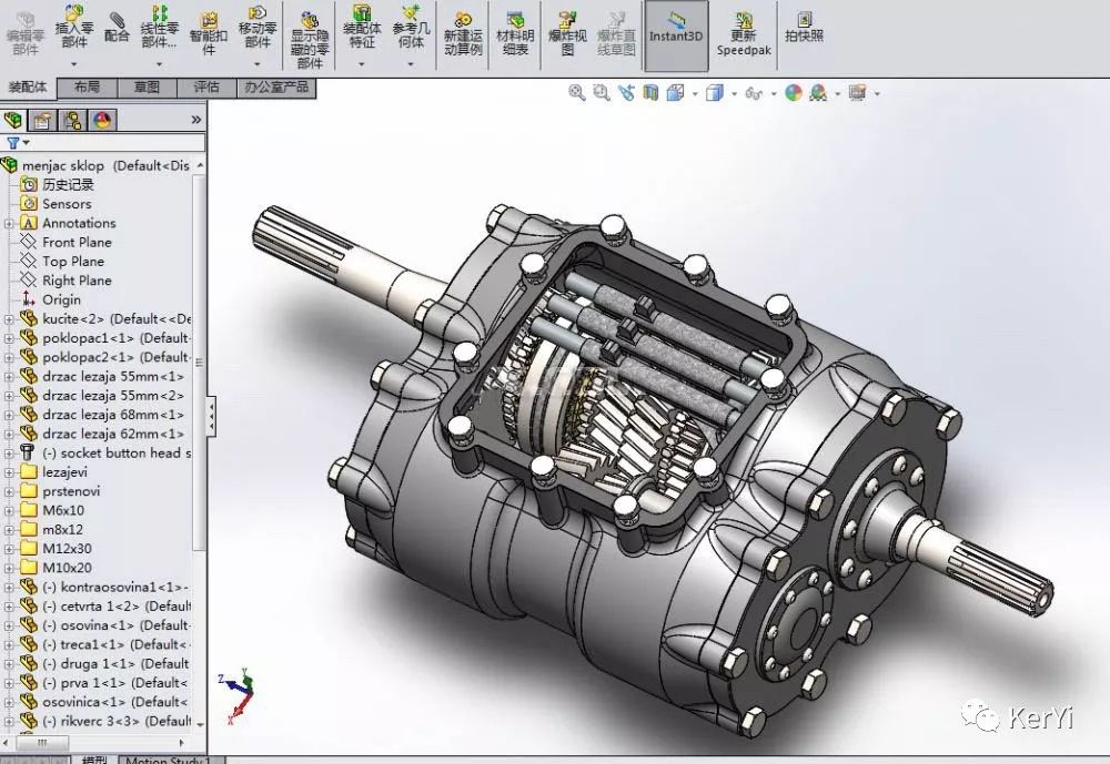 手动变速器(装配体 零部件)3d模型图纸 solidworks2014设计