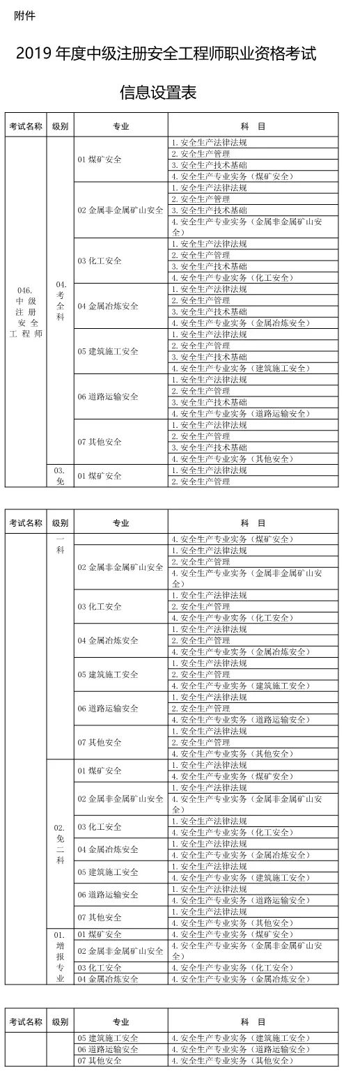 2019年度中级注册安全工程师职业资格考试_专业