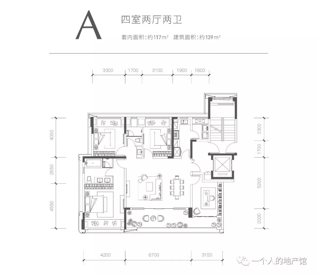 壹江郡一期的户型,套内面积区间是从117—189平米,功能和格局如下.