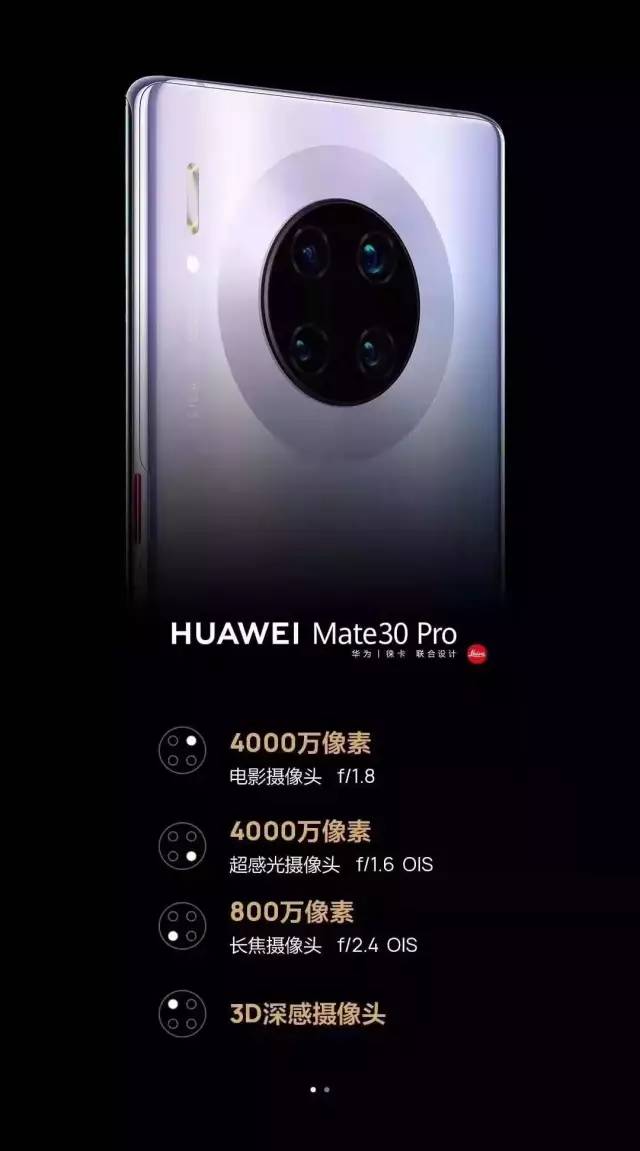 mate30pro更是采用 1颗4000万像素电影摄像头 1颗4000万像素超感光