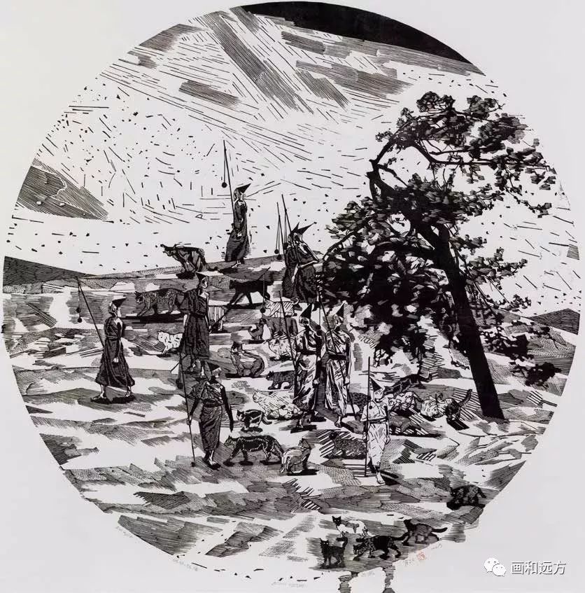 那山·那人·那片寨 谢晓笛 92cm×120cm 黑白木刻谁言寸草心 谢振禹