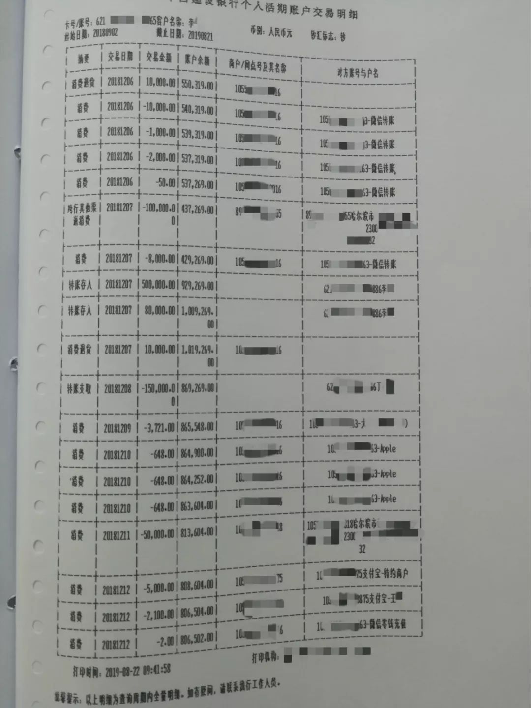 ▲银行部分资金流水接报后,侦查员通过梳理资金流水,层层剥茧,分析出