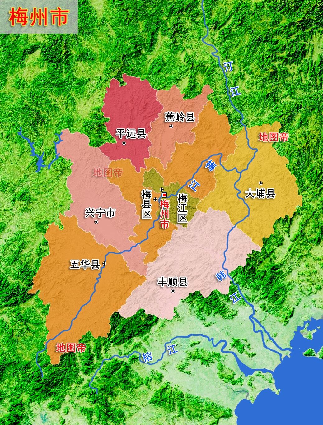 22张地形图,快速了解广东省各地级市