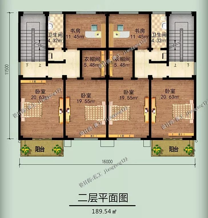 这是一款简约的二层双拼别墅,中间的大堂是公用区,可以作为堂屋待客