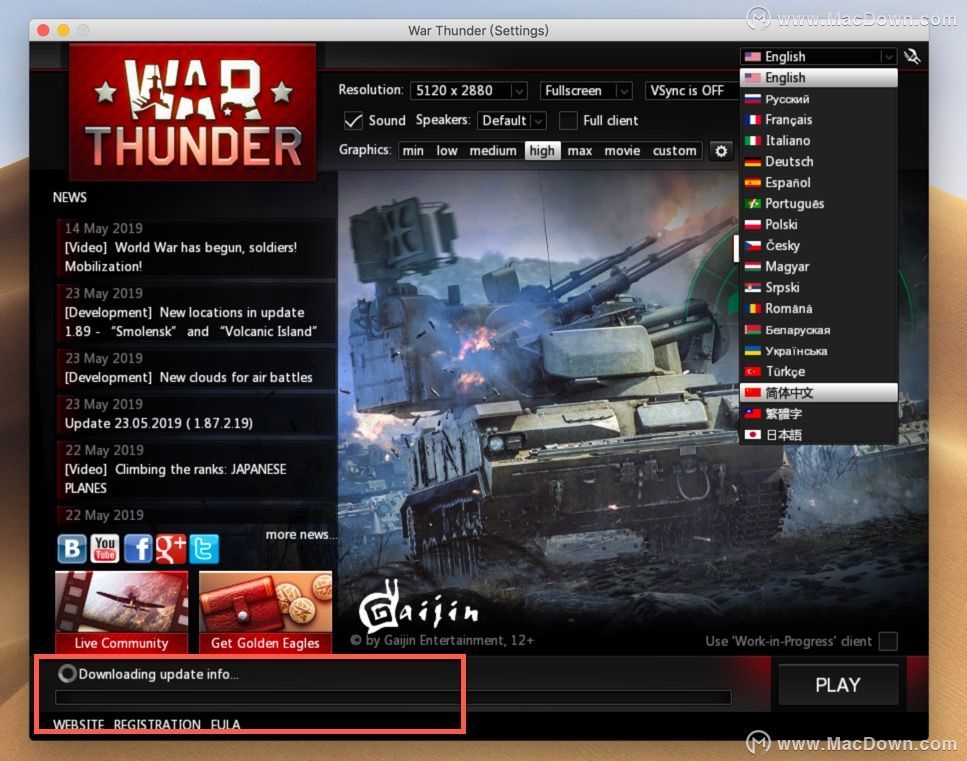战争雷霆 war thunder for mac 1.91.0.87汉化版