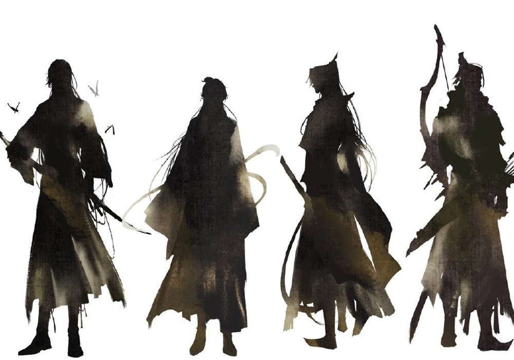 《天官赐福》漫画人物剪影预告,角色细节很棒