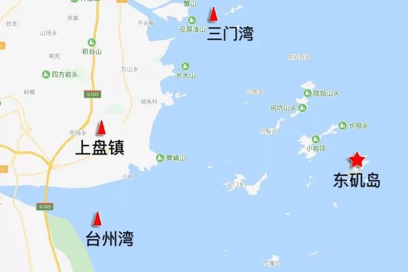 东矶列岛位于浙江省东部沿海,距临海市上盘镇出海口直线距离约15公里.