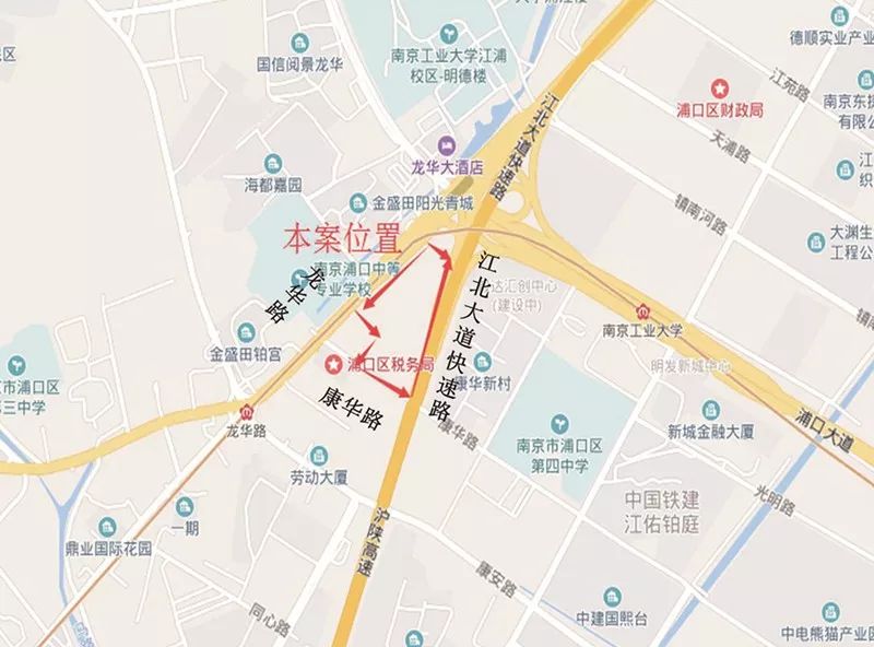 江北虹悦城位于浦口区江浦街道, 江山大道西侧,龙华路东南侧,康华路