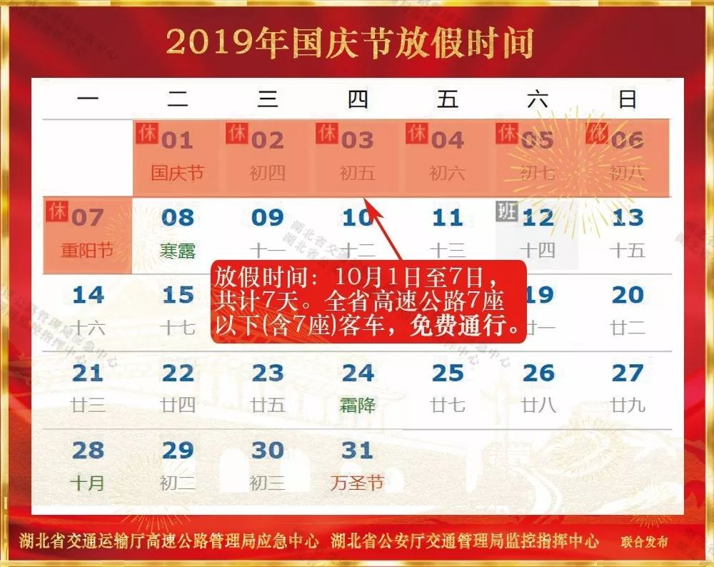 出行| 2019年国庆假期湖北省高速公路出行指南