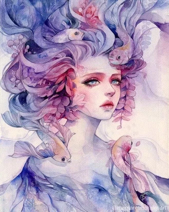 让人惊艳的水彩插画,女生独特的美都被诠释到了极致