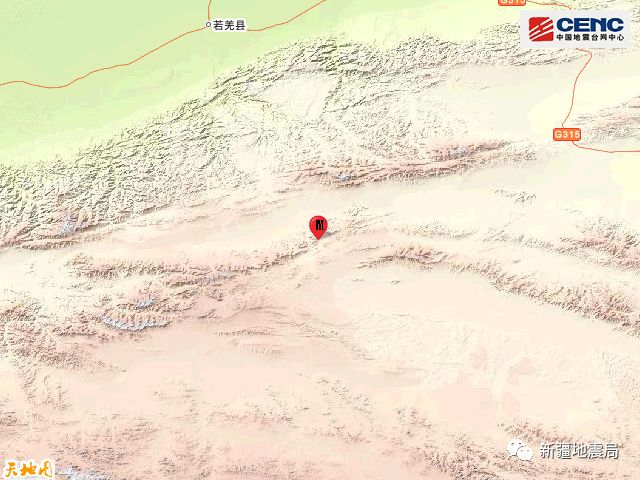 新疆巴音郭楞州若羌县发生4.8级地震