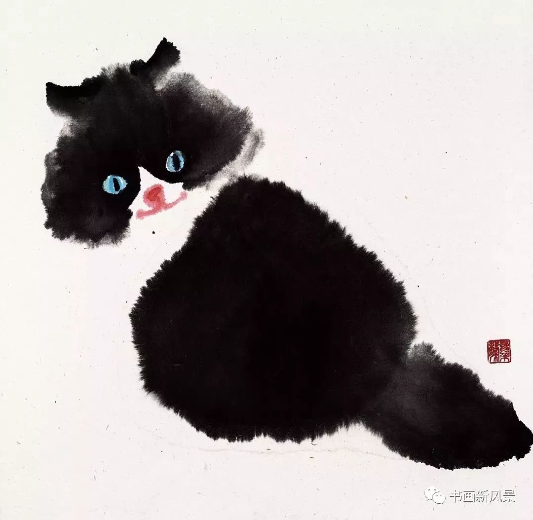 她画的水墨猫咪,太有意思了!