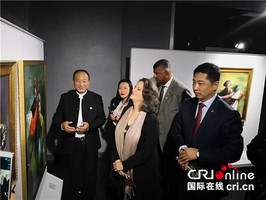 驻哥斯达黎加使馆举办庆祝中华人民共和国成立70周年系列活动——“艺术瑰宝”京剧油画展-国际在线