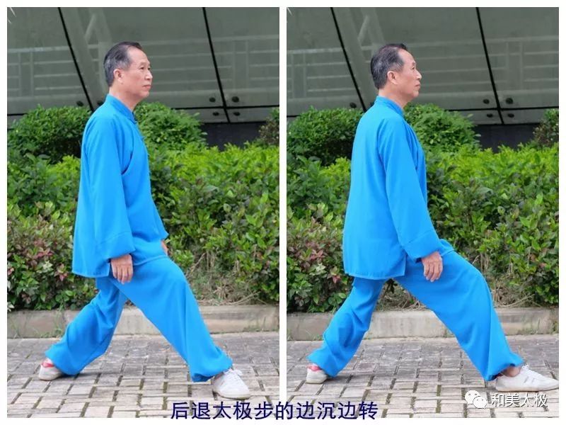 后退太极步的练习要领初始的半马步架势,两脚跟(底边)不能站成相距