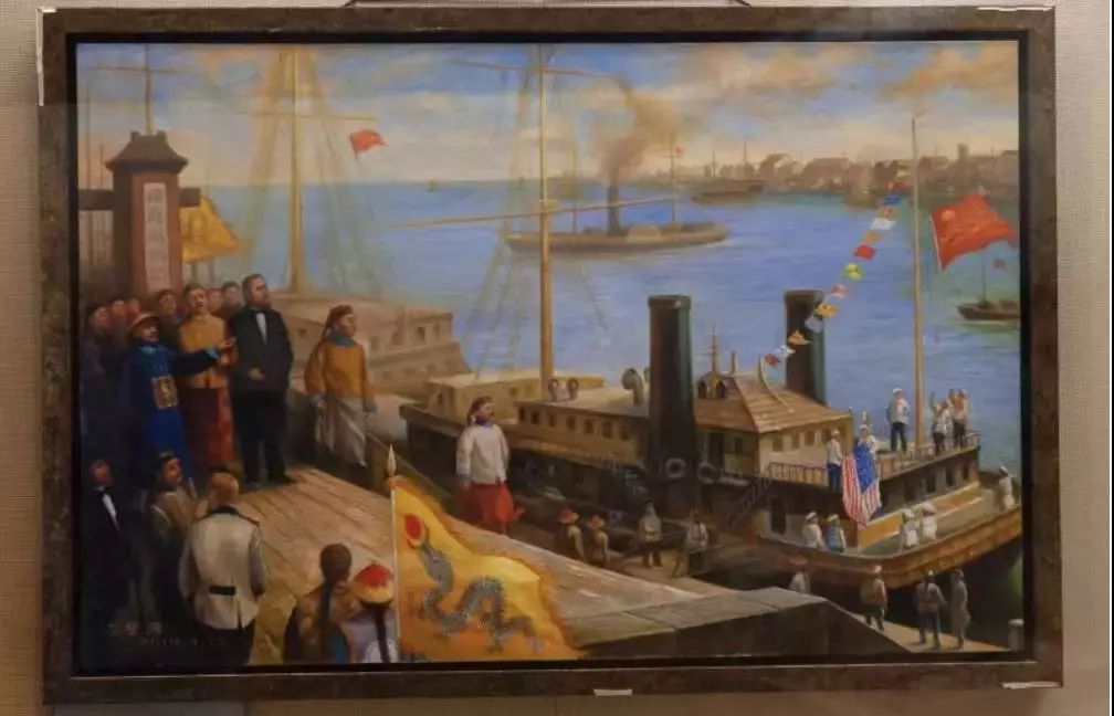《招商局收购美商旗昌轮船公司》油画1873年1月17日,招商局在上海成立