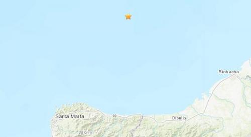 哥伦比亚北部附近海域发生5级地震震源深10公里