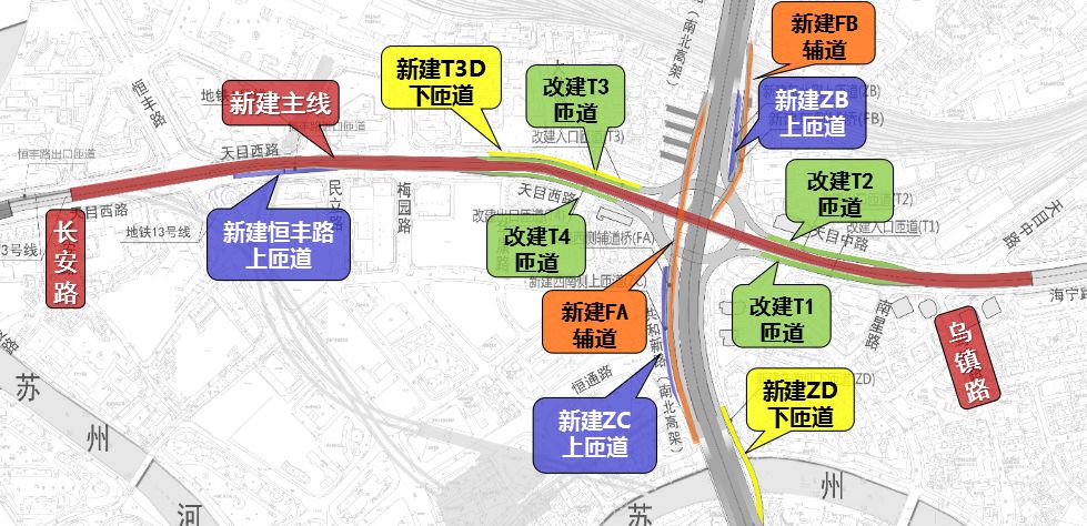 北横通道天目路高架主线70米长钢箱梁首吊成功