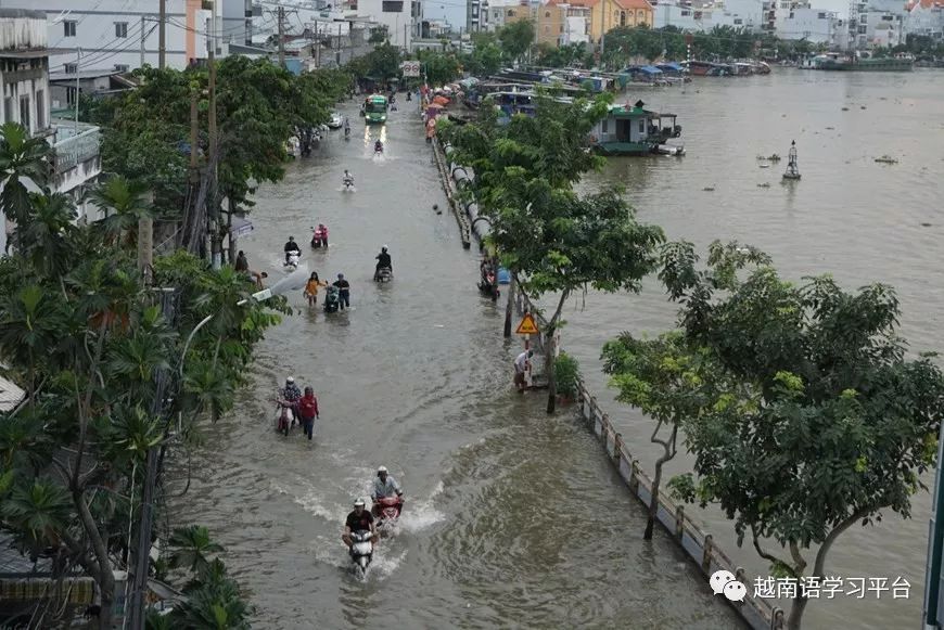 潮汐袭击越南胡志明市和芹苴市导致多地被淹
