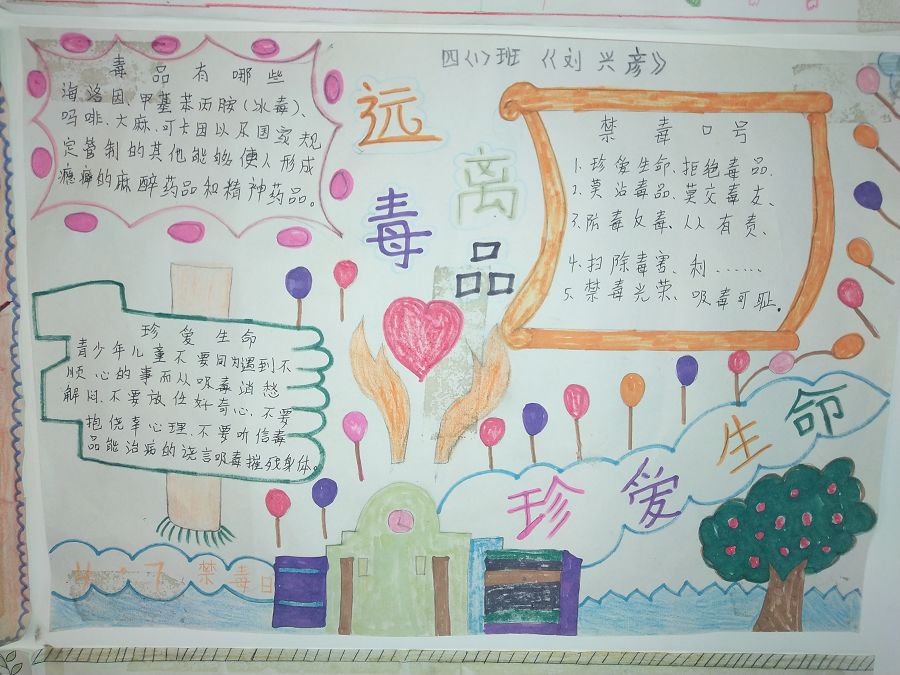 学生通过做手抄报加深对毒品的认识,了解毒品危害 通过各种宣传途径