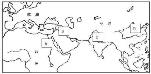 材料一:如图是公元前2500年的亚非文明的地图,结合地图回答问题21.