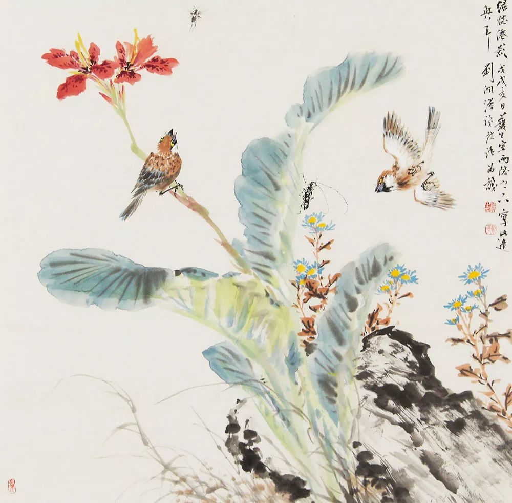 68*24cm*4 98*24cm*4 中国人民大学哲学美学博士 刘阔 花鸟 国画 137*