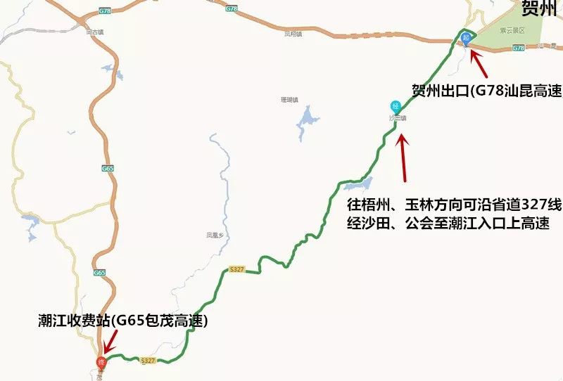 往富川,湖南方向可走国道207线经望高,白沙抵达.