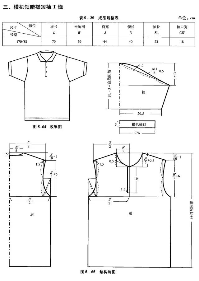 polo衫t恤的比例法结构纸样制图