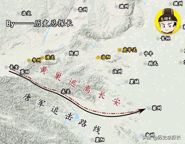 原创地图上的战争乱世枭雄黄巢曾经横扫长安城如今兵败虎狼谷