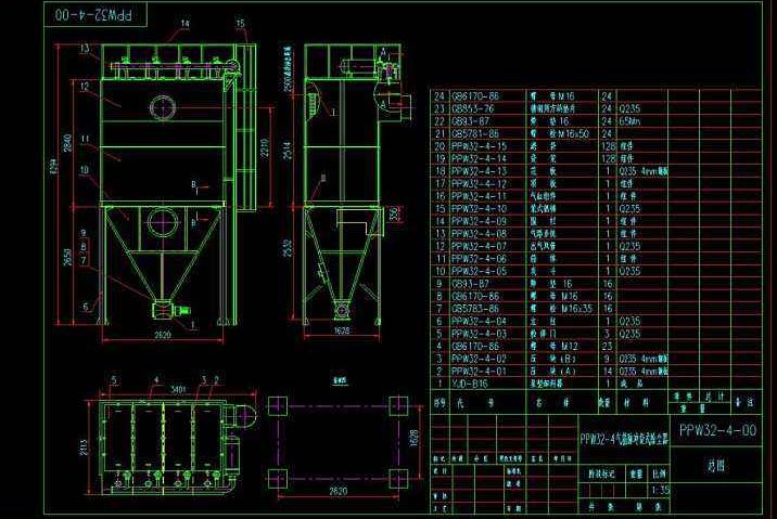 12张袋式除尘器和旋风除尘器图纸