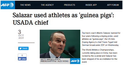 美国田径教练违规偷运禁药被禁赛4年，反兴奋剂机构斥其把运动员当“小白鼠”