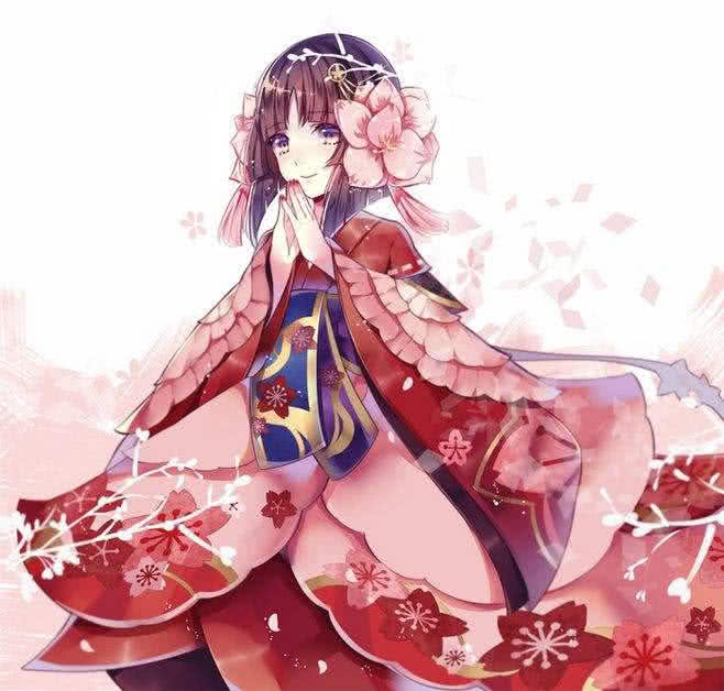 阴阳师精美画风壁纸双手合十的桃花妖