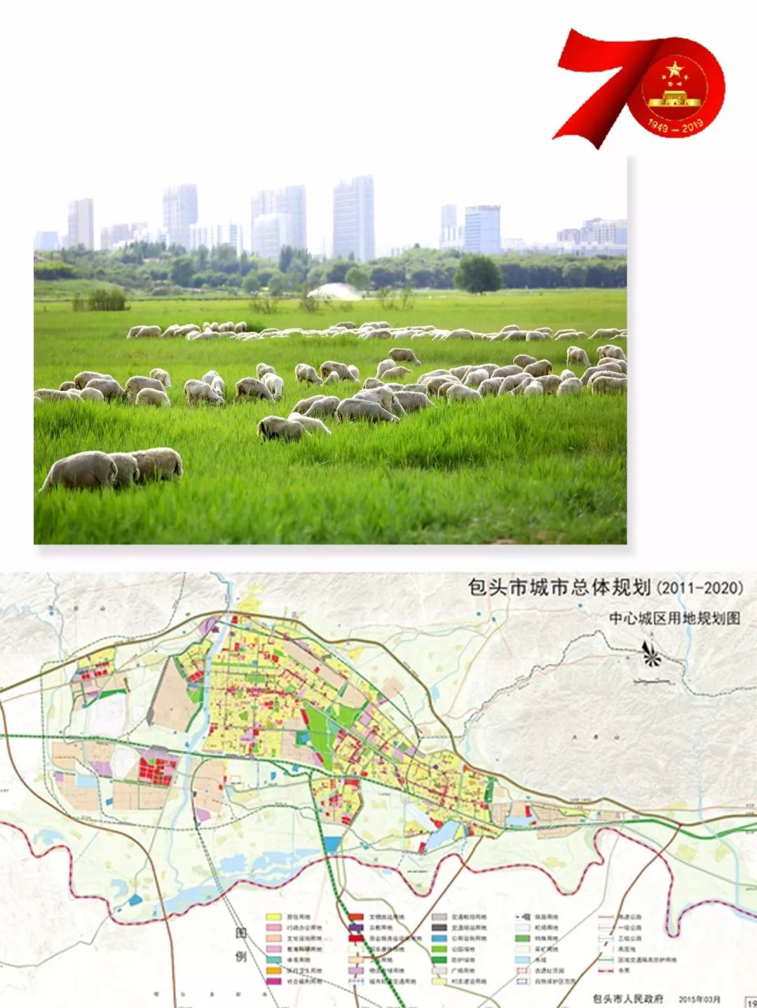 市风貌与规划图 上世纪五十年代的昆区(上) 上世纪九十年代,包头城市