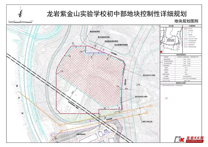 龙岩紫金山实验学校初中部地块控制性详细规划公示