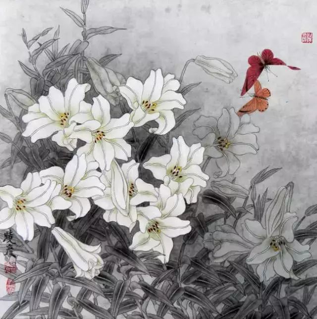 一组清新脱俗的百合花工笔画欣赏_手机搜狐网