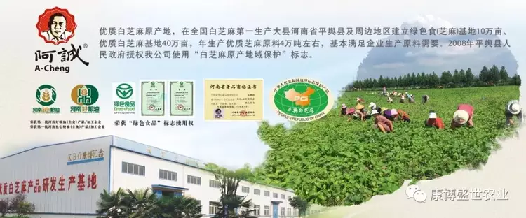 平舆白芝麻,河南省平舆县特产,中国国家地理标志产品.