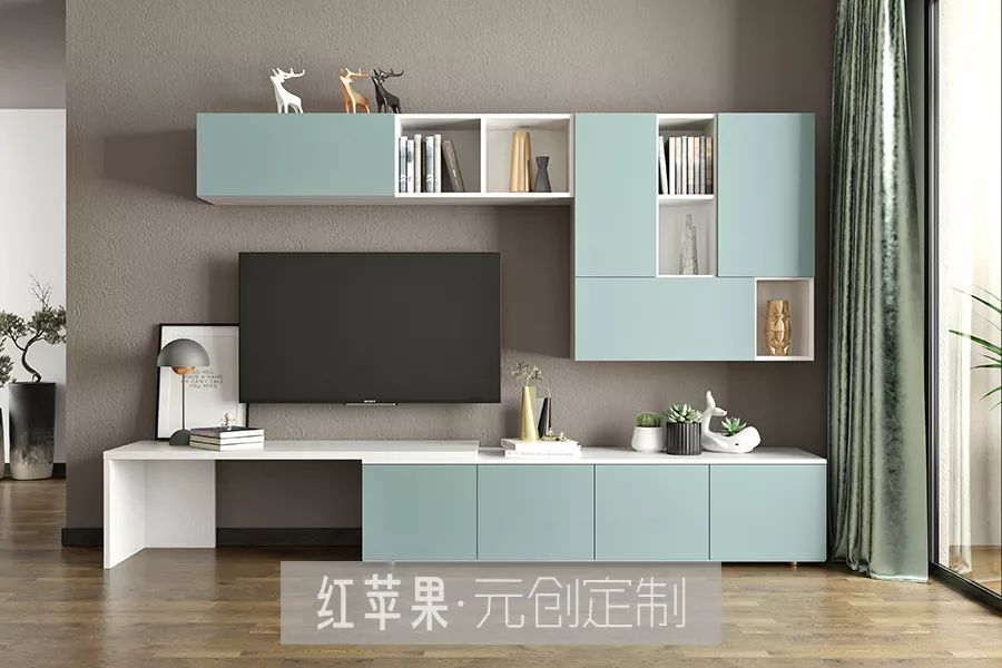 既让客厅电视柜拥有更多收纳空间,也达到整洁美观的效果.