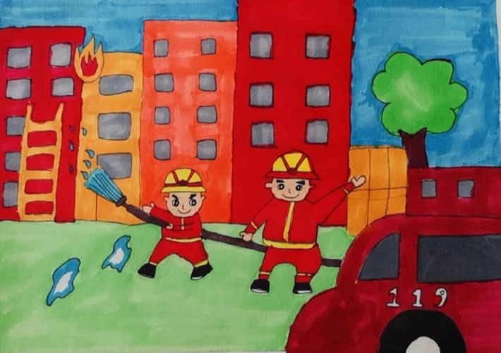 1  一二年级开展消防绘画比赛.