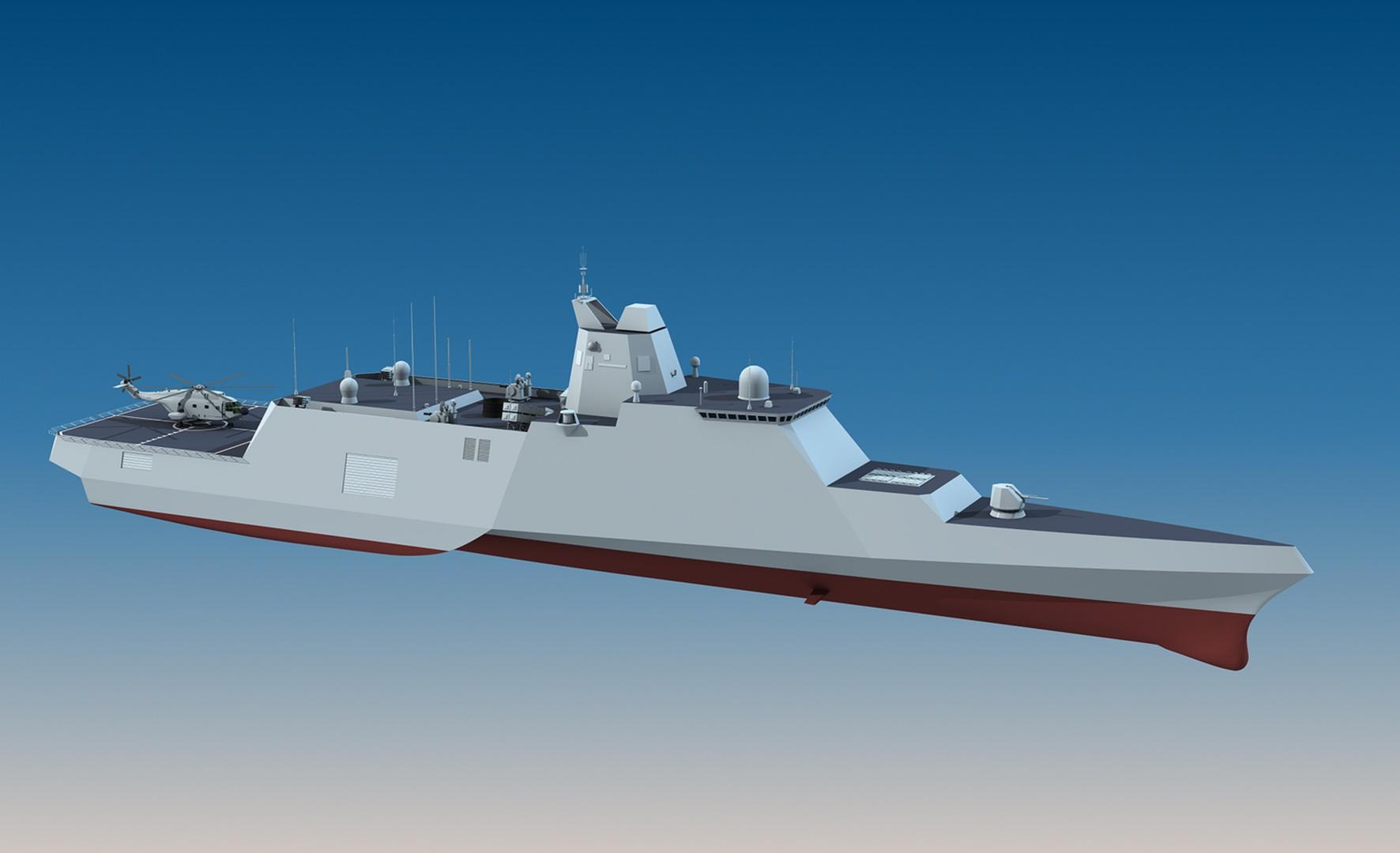 中国全新的三体船护卫舰 cg图