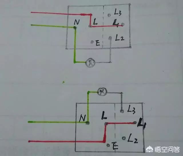 自己动手换两个带开关控制面板火线ll1分l2l3是否正确