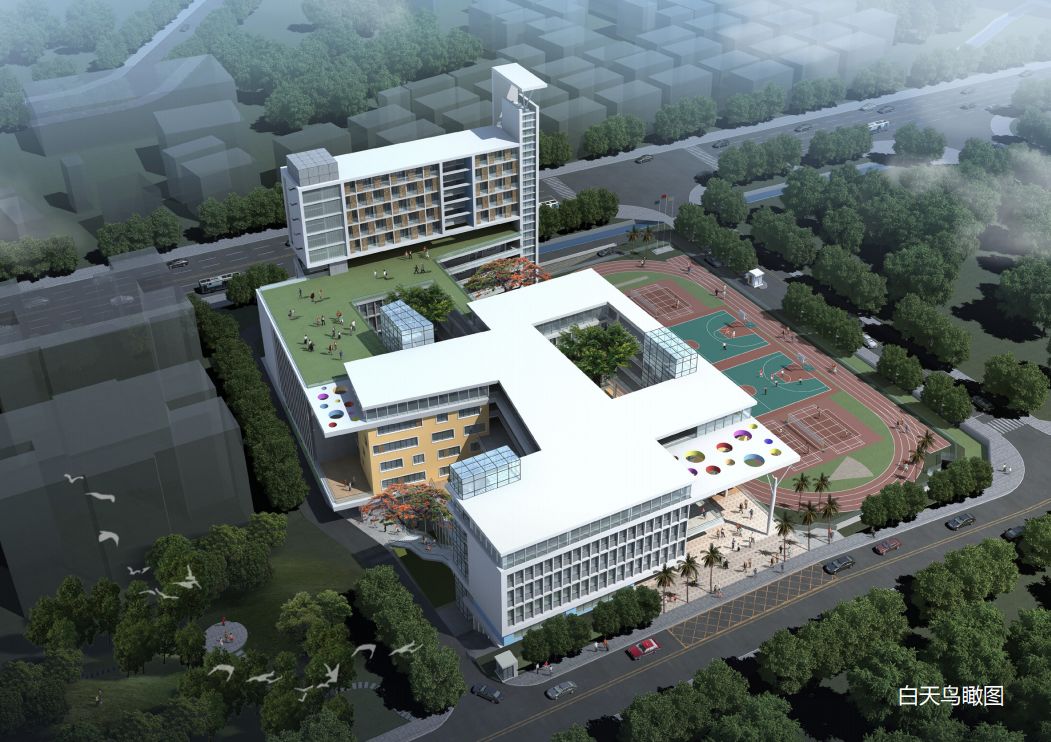 龙华这所新规划的未来校园 能给我们答案 白天鸟瞰图 校园外院图